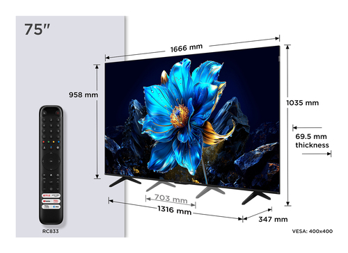 Televisore Tv Tcl 75P79K P SERIES Black (ord.min.1.00 unità)