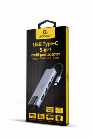 Hub multiporta HUB Gembird A CM COMBO5 04 CABLEXPERT USB C Grey (ord.min.1.00 unità)