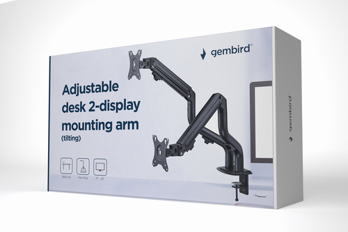 Supporto monitor TV scrivania Supporto monitor TV scrivania Gembird MA DA2 02 Dual Black (ord.min.1.00 unità)