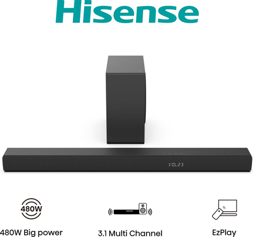 Soundbar Soundbar Hisense 20014434 HS SERIES 3.1 Subwoofer Wireless HS3100 Blac (ord.min.1.00 unità)