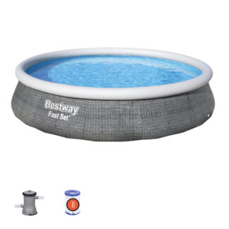 Piscina Bestway 57376 4 FAST SET Rattan grigio Piscina autoportante (ord.min.1.00unità)