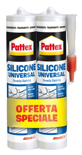 Silicone acetico Silicone acetico Pattex 2236271 Universale Eco Cart 2pz Trasparente (ord.min.1.00 unità)