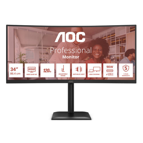 Monitor Monitor Aoc CU34E4CV Curvo Black (ord.min.1.00 unità)