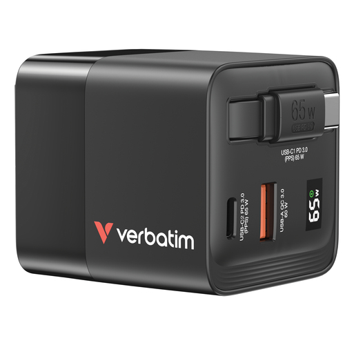 Caricabatterie USB Caricabatterie Verbatim 32217 65W Gan Dual Black (ord.min.1.00 unità)