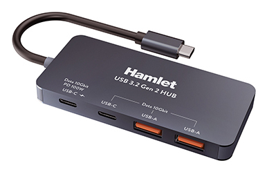 Hub USB Hub USB Hamlet XHUB 432C 10G Y 3.2 Black (ord.min.1.00 unità)