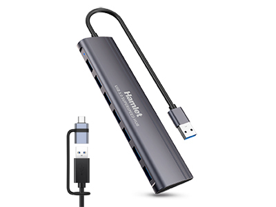 Hub USB Hub USB Hamlet XHUB 07A3CX 3.0 Gray (ord.min.1.00 unità)