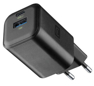 Caricabatterie USB Caricabatterie Cellular Line ACHGANENTRY2PD65WK MULTI 65W GaN+ Black (ord.min.1.00 unità)