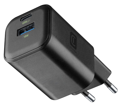Caricabatterie USB Caricabatterie Cellular Line ACHGANENTRY2PD65WK MULTI 65W GaN+ Black (ord.min.1.00 unità)