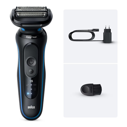 Rasoio barba elettrico Rasoio barba Braun 52 B1000S SERIES 5 EasyClean Black e Blue (ord.min.1.00 unità)