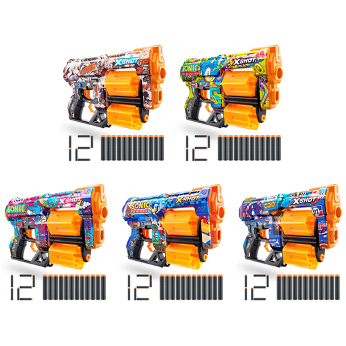 Pistola blaster Pistola blaster Zuru ZUR36583 XSHOT Skins Dread Sonic con 12 cp (ord.min.1.00 unità)