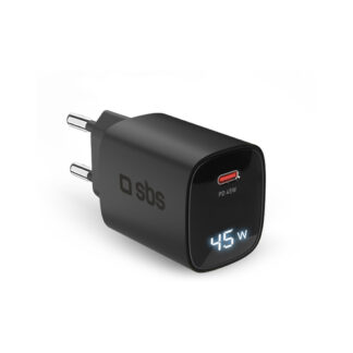 Caricabatterie USB Caricabatterie Sbs TETRGANLCD1C45K LCD WALL CHARGER Black (ord.min.1.00 unità)