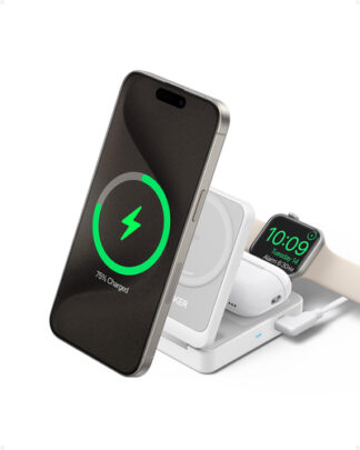 Caricabatterie wireless Caricabatterie Anker B2557321 MAGGO Charging Station Foldable 3in1 Whi (ord.min.1.00 unità)