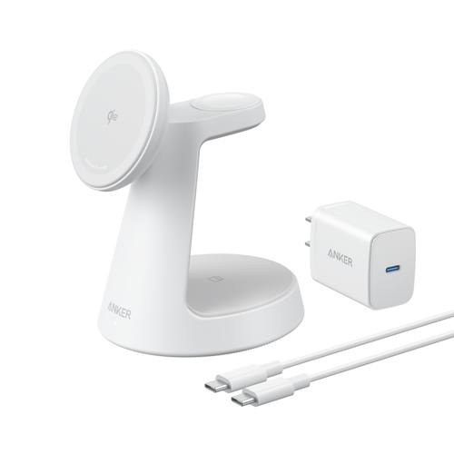 Caricabatterie wireless Caricabatterie Anker B25M4G21 MAGGO Charging Station 3in1 White (ord.min.1.00 unità)