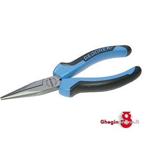 PINZE CON BECCHI MEZZOTONDI LUNGHI TESTA CROMATA E IMPUGNATURE ISOLATE IN MATERIALE BICOMPONENTE 248G 200 PINZE BECCHI1/2TONDI L long chain nose pliers Orig. Gedore