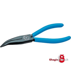 PINZE CON TRONCHESE BECCHI MEZZOTONDI CURVI TESTA LACCATA NERA E IMPUGNATURE PLASTIFICATE 253G 200 PINZE CON TRONCHESE long chain nose pliers, 45° bended nose Orig. Gedore