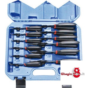 ASSORTIMENTO DI 12 PINZE COMBINATE REGOLABILI PER ANELLI DI FERMO INTERNI ED ESTERNI 278GE SET 12 PINZE COMBI REG adjustable pliers for inner and outer circlips Prod. SCU