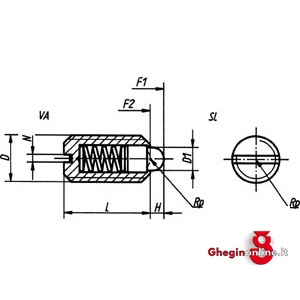 PRESSORI A MOLLA FILETTATI CON PUNTALE A TESTA TONDA 2812A 10 PRESSORI MOLLA FILETT. spring plungers with thread Prod. SCU - immagine 2
