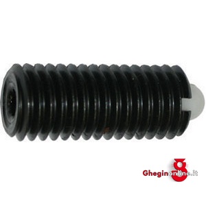 PRESSORI A MOLLA FILETTATI CON PUNTALE A TESTA TONDA IN PLASTICA 2812M 16 PRESSORI MOLLA FILETT. spring plungers with thread Prod. SCU