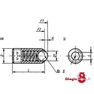 PRESSORI A MOLLA FILETTATI TIPO CON SFERA AD ESAGONO INCASSATO 2812P 12 PRESSORI MOLLA FILETT. spring plungers with thread Prod. SCU - immagine 2