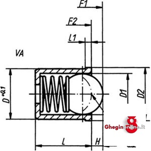PRESSORI A MOLLA LISCI,TOLLERANZA SUL Ø D:+0,1 2812Z 5 PRESSORI MOLLA LISCI smooth spring plungers Prod. SCU - immagine 2