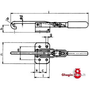 ELEMENTI DI FISSAGGIO RAPIDO TIPO A TIRANTE FILETTATO, BASE PIANA 2832GP 3 ELEMENTI FISS. RAPIDO clamping devices Prod. SCU - Orig. AMF - immagine 2