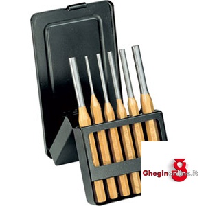 ASSORTIMENTI 6 CACCIASPINE 2934 GR MM 3-4-5-6-7-8 IN CASSETTA METALLICA 2937GE ASS. CACCIASPINE pin-punch-sets Orig. Gedore