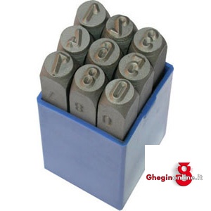 PUNZONI NUMERICI TIPO DX; QUALITÀ FINE; 9 PZ. DA 0 A 9 3028 10 PUNZONI NUMERICI marking punch sets Prod. SCU