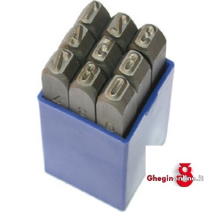 PUNZONI NUMERICI TIPO DX; QUALITÀ FINE; 9 PZ. DA 0 A 9 3032G 15 PUNZONI NUMERICI marking punch sets Prod. SCU
