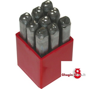 PUNZONI NUMERICI TIPO DX; QUALITÀ EXTRA; 9 PZ. DA 0 A 9 3036G 15 PUNZONI NUMERICI marking punch sets Prod. SCU