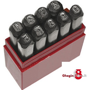 PUNZONI PUNTINATI NUMERICI TIPO DX; QUALITÀ EXTRA; 9 PZ. DA 0 A 9 3040G 12 PUNZONI PUNTINATI NUM. marking punch sets Prod. SCU