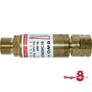 VALVOLE DI SICUREZZA PER ACETILENE ATTACCHI MASCHIO/FEMMINA G 3/8 SIN 3246GF VALVOLE SIC.xACETILENE valves for oxygen-acetylene and propane Orig. Ewo