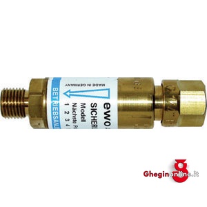 VALVOLE DI SICUREZZA PER OSSIGENO ATTACCHI MASCHIO/FEMMINA G 1/4 3246GL VALVOLE SIC.xOSSIGENO valves for oxygen-acetylene and propane Orig. Ewo