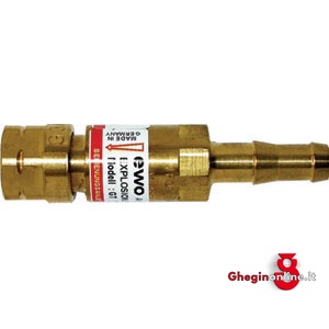 VALVOLE DI SICUREZZA PER ACETILENE ATTACCHI PORTAGOMMA/FEMMINA MM 9/G 3/8 SIN 3246GP VALVOLE SIC.xACETILENE valves for oxygen-acetylene and propane Orig. Ewo