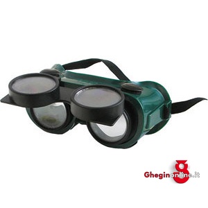 OCCHIALI DI PROTEZIONE TIPO CON LENTI RIBALTABILI INCOLORE E VERDI IN VETRO 3388M OCCHIALI DI PROTEZIONE protection glasses Prod. SCU