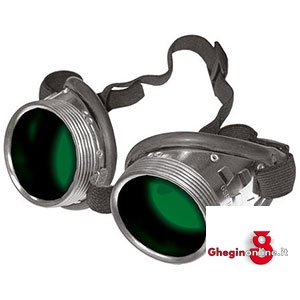 OCCHIALI DI PROTEZIONE; MONTATURA IN ALLUMINIO,BORDATURA DI PLASTICA; LENTI VERDI DIN 5 IN VETRO 3388S OCCHIALI DI PROTEZIONE protection glasses Prod. SCU