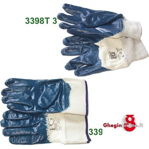 GUANTI DI PROTEZIONE SUPPORTO DI COTONE RIVESTITO DI SPESSO STRATO DI NBR BLU 3398T 3 GUANTI DI PROTEZIONE gloves Prod. SCU