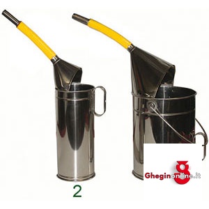CONTENITORI INOX PER MISURE E TRAVASI DI LIQUIDI CON PROLUNGA 3405R 5 CONT.x MISURE/TRAV.LIQ inox measuring buckets Prod. SCU