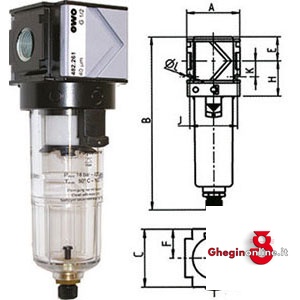 FILTRI PER ARIA COMPRESSA VARIOBLOC CON SVUOTAMENTO MANUALE, BICCHIERE IN POLICARBONATO TRASPARENTE 3463GSP 1 FILTRI A.C. VARIOBLOC air filters Orig. Ewo