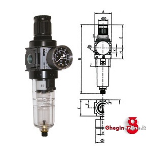 GRUPPI FILTRO-RIDUTTORE PER ARIA COMPRESSA VARIOBLOC CON SVUOTAMENTO MANUALE BICCHIERE IN POLICARBONATO TRASPARENTE 3463GZP 1 GR. F-R A.C.VARIOBLOC filter regulators with automatic drain valve Orig. Ewo
