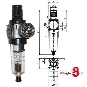 GRUPPI FILTRO-RIDUTTORE PER ARIA COMPRESSA VARIOBLOC CON SVUOTAMENTO AUTOMATICO BICCHIERE IN POLICARBONATO TRASPARENTE 3463GZPA 1 GR. F-R A.C.VARIOBLOC filter regulators with automatic drain valve Orig. Ewo