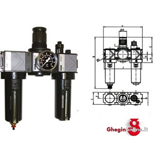 GRUPPI FILTRO-RIDUTTORE-LUBRIFICATORE VARIOBLOC CON SVUOTAMENTO AUTOMATICO 3464GCA 1 GRUPPI F-R-L VARIOBLOC air treatment units Orig. Ewo