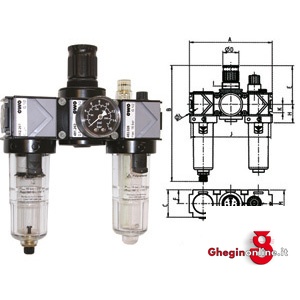 GRUPPI FILTRO-RIDUTTORE-LUBRIFICATORE VARIOBLOC CON SVUOTAMENTO MANUALE BICCHIERI IN POLICARBONATO TRASPARENTE 3464GCP 1 GRUPPI F-R-L VARIOBLOC air treatment units Orig. Ewo