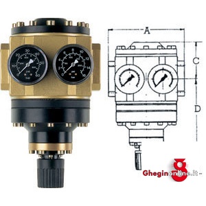 RIDUTTORI GIGANTI PER ARIA COMPRESSA FINO 40 BAR 3471GP 2 RIDUTTORI GIGANTI A.C. big air regulators Orig. Ewo