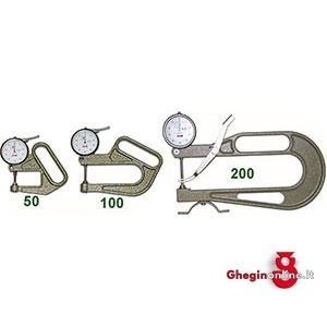 SPESSIMETRI A QUADRANTE TIPO PROFESSIONALE, DIVISIONE 1/100 MM, CON LEVETTA SENSITIVA 3955G 200 SPESSIMETRI A QUADR. thickness measuring instruments Prod. SCU - Orig. Käfer