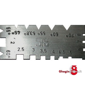 CALIBRI PER FILETTI/UTENSILI CON ANGOLO 45°-53,8°-55°-60°-70° E PER FILETTI QUADRI 2-8 SPIRE/POLL 3978G CALIBRIxFILETTI/UTENS. combined turning and thread gauges Prod. SCU