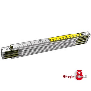 DOPPIMETRI IN LEGNO VERNICIATI GIALLO-BIANCO A DECIMETRI ALTERNATI 4120 DOPPIMETRI IN LEGNO wooden folding rules Prod. SCU