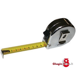 FLESSOMETRI PER INTERNI/ESTERNI; PULSANTE BLOCC. NASTRO; CUSTODIA ERGONOMICA ABS CROMATA E CINGHIETTA 4141BA 5 FLESSOMETRI measuring tapes Prod. SCU