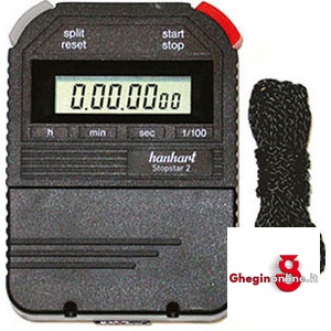 OROLOGI CONTATEMPO ELETTRONICI DIGITALI CON DISPLAY A 7 CIFRE ALTEZZA 7 MM PER LETTURE A 1/100 DI SECONDO 4385G OROLOGI CONTATEMPO quartz controlled led stopwatches Prod. SCU - Orig. Hanhart