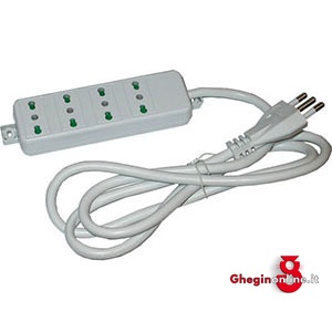 PRESE MULTIPLE TIPO A CIABATTA LISCIA COLORE BIANCO 4 PRESE 4473G 9A PRESE MULTIPLE - 4 power sockets Prod. SCU