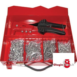 ASSORTIMENTO 400 RIVETTI IN ALLUMINIO 499A PINZE RIVETTATRICI hand-riveters Prod. SCU